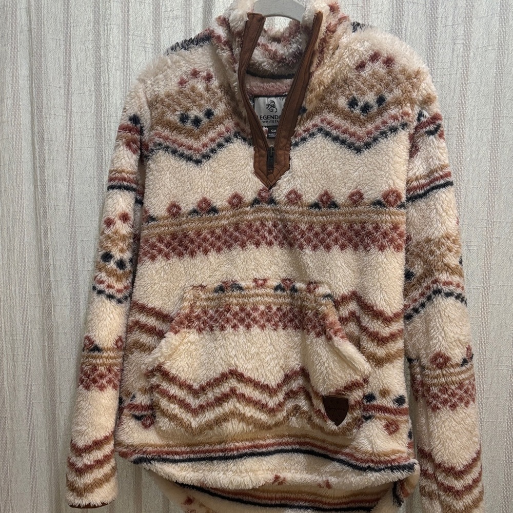 Legendary Whitetails Cream Sherpa Hoodie with Rust & Navy Accents